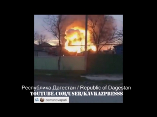 the moment of the gas station explosion in kizlyar.